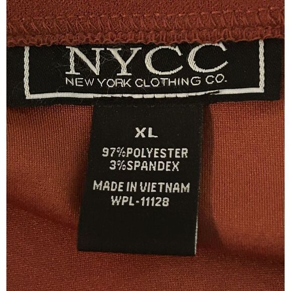 NYCC Skirt XLarge Rust Red Midi Long Pull On Skirt Side Slit Button Accent - Picture 3 of 4